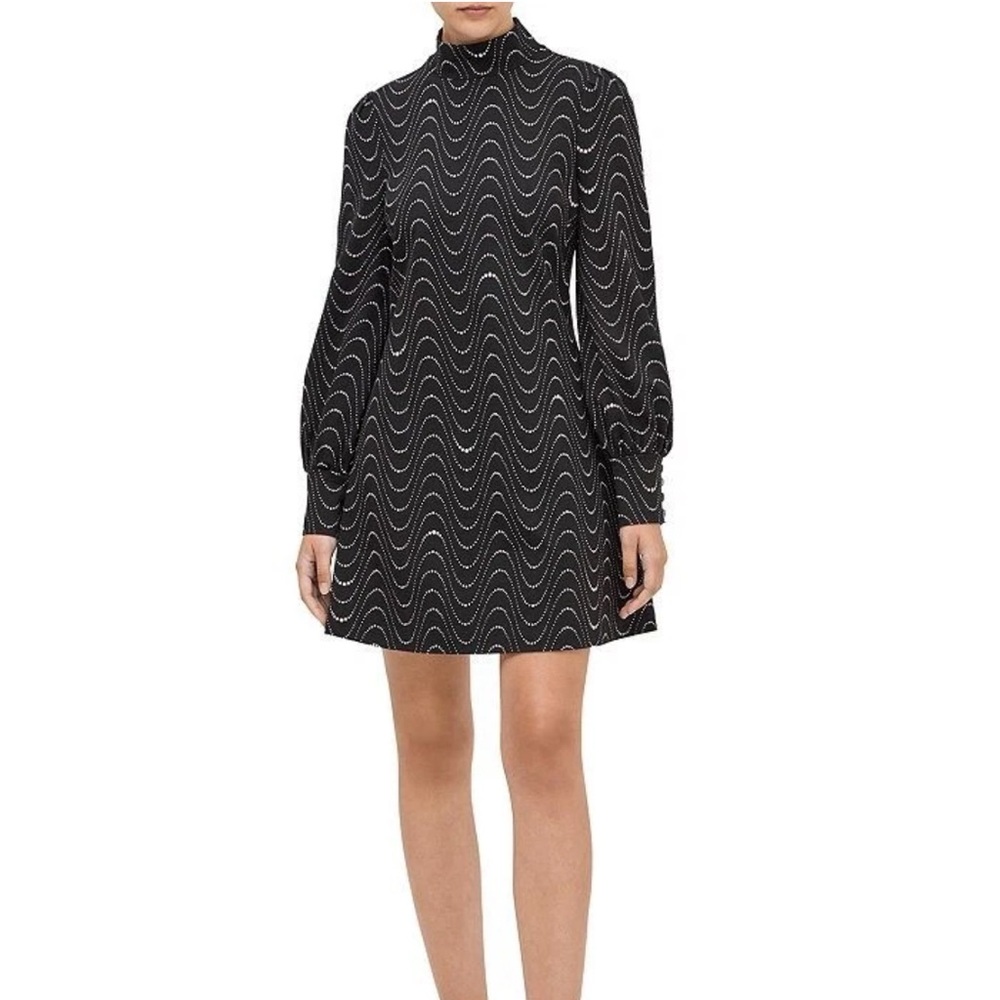 Kate Spade Black and White Wave Pattern Dress